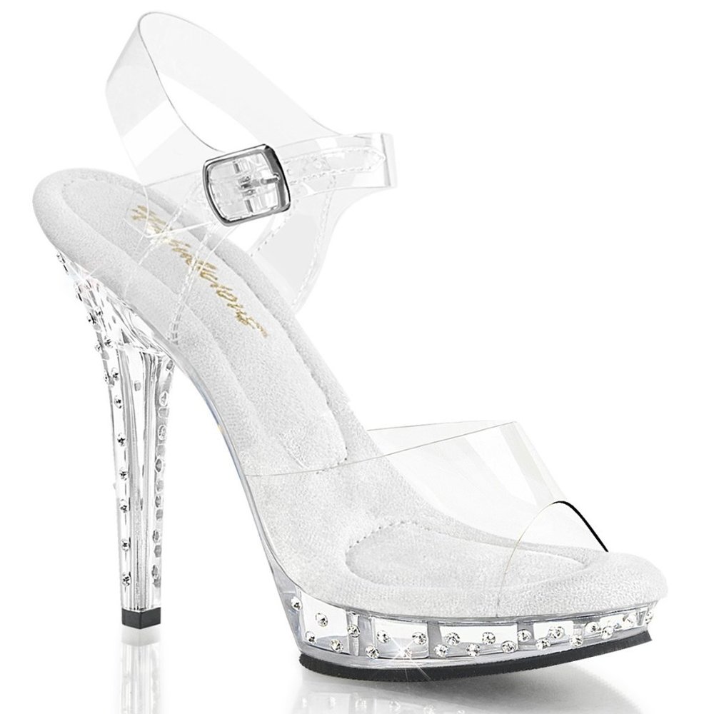 Fabulicious Lip 108SDT Pleaser Platform Ankle Strap Sandal With Rhinestones